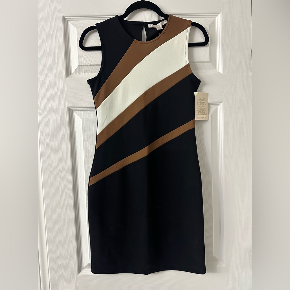 Boston Proper Women’s Black Brown Cream Bodycon Mini Dress